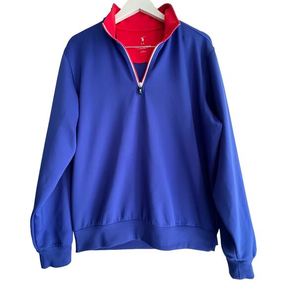 Fairway & Greene Blue and Red Quarter-Zip Sweatshirt - Picture 1 of 6